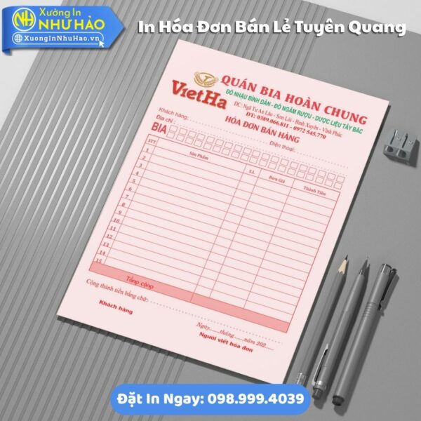 Cần In Hóa Đơn Bán Lẻ Tại Tuyên Quang: Giá Rẻ, Thiết Kế Miễn Phí, Kích Thước Theo Yêu Cầu, Fort 80gsm, Giao Nhanh