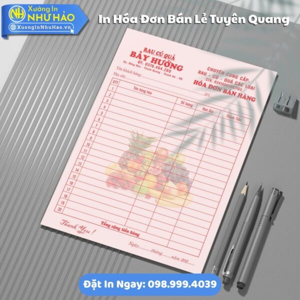 Cần In Hóa Đơn Bán Lẻ Tại Tuyên Quang: Giá Rẻ, Thiết Kế Miễn Phí, Kích Thước Theo Yêu Cầu, Fort 80gsm, Giao Nhanh
