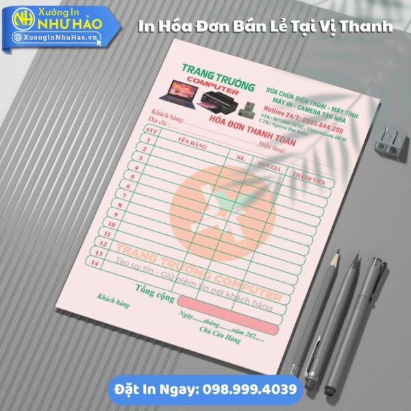 In Hóa Đơn Bán Lẻ Vị Thanh: Chất Lượng, Giá Tốt, Thiết Kế Miễn Phí - Xưởng Như Hảo