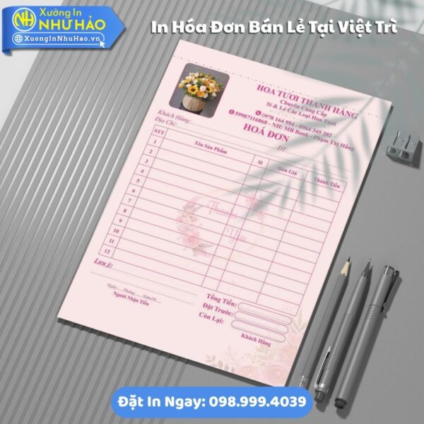 Địa Chỉ In Hóa Đơn Bán Lẻ Tại Việt Trì Uy Tín Giá Rẻ, Thiết Kế Miễn Phí, Fort 80gsm, Giao Nhanh