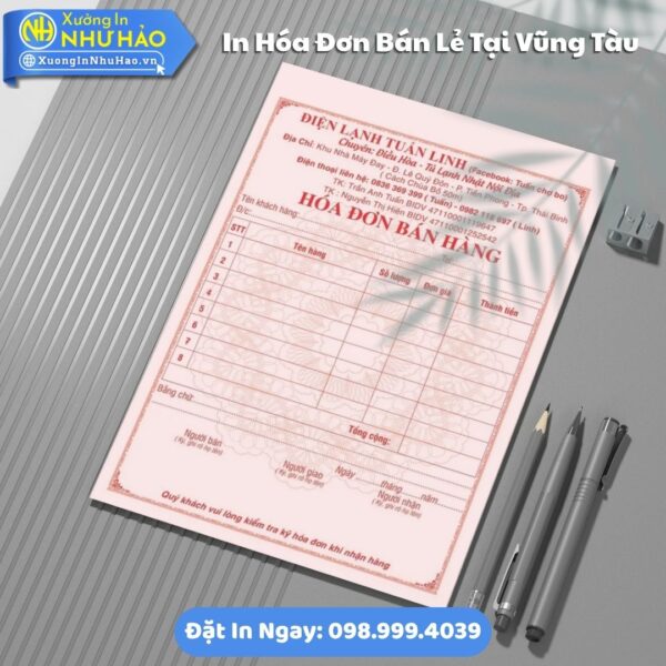 In Hóa Đơn Bán Lẻ Tại Vũng Tàu - Như Hảo: In Nhanh, Giá Rẻ, Thiết Kế Miễn Phí. Uy Tín, Chất Lượng Cao