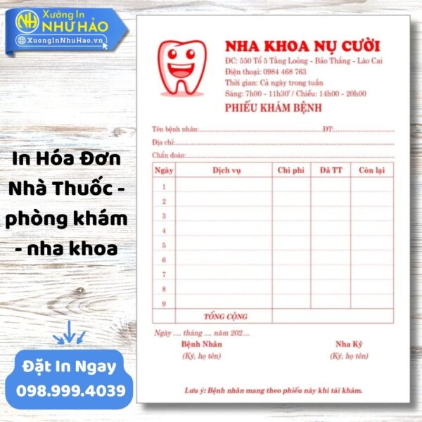 Như Hảo: Dịch Vụ In Hóa Đơn Nha Khoa, Phòng Khám Toàn Quốc, Thiết Kế Miễn Phí