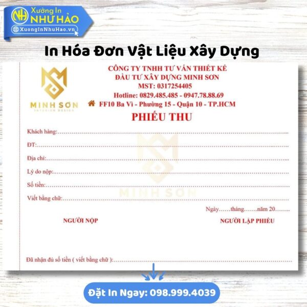In Hóa Đơn Vật Liệu Xây Dựng: Giải Pháp Toàn Diện Cho Doanh Nghiệp Ngành Xây Dựng Từ Xưởng In Như Hảo