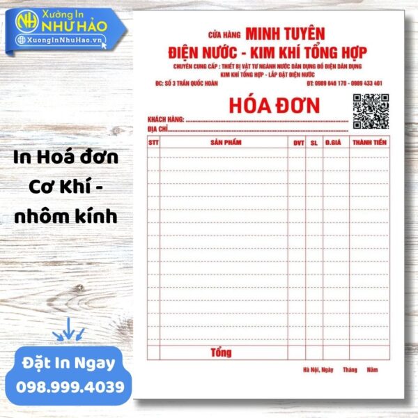 In Hóa Đơn Cơ Khí - Nhôm Kính Chuyên Nghiệp Tại Xưởng Như Hảo, Thiết Kế Theo Yêu Cầu