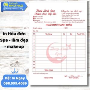 In Hóa Đơn Spa - Làm Đẹp - Makeup Chuyên Nghiệp | Thiết Kế Miễn Phí, Giá Tốt Tại Xưởng In Như Hảo