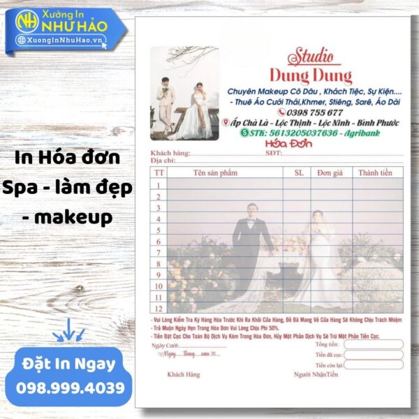 In Hóa Đơn Spa - Làm Đẹp - Makeup Chuyên Nghiệp | Thiết Kế Miễn Phí, Giá Tốt Tại Xưởng In Như Hảo