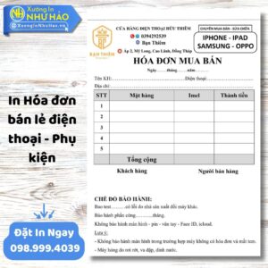 In Hóa Đơn Bán Lẻ Điện Thoại - Phụ Kiện Chuyên Nghiệp, Giá Tốt | Xưởng In Như Hảo.