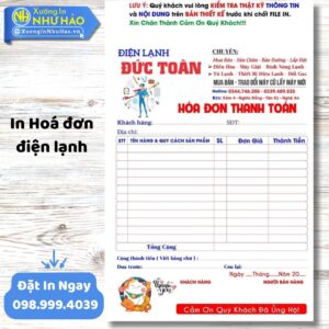 In Hóa Đơn Điện Lạnh Chuyên Nghiệp Giá Rẻ – Uy Tín Tại Xưởng In Như Hảo