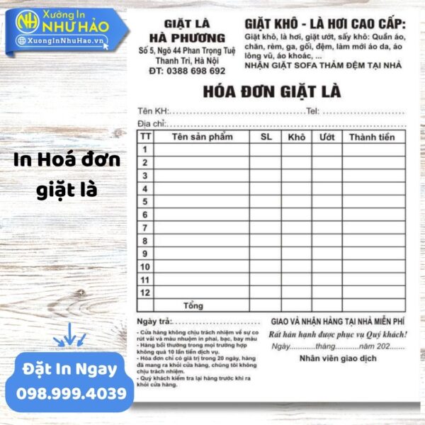 In Hoá Đơn Giặt Là Theo Yêu Cầu: Giá Rẻ, Chuyên Nghiệp – Đặt In Hóa Đơn Bán Lẻ Ngay