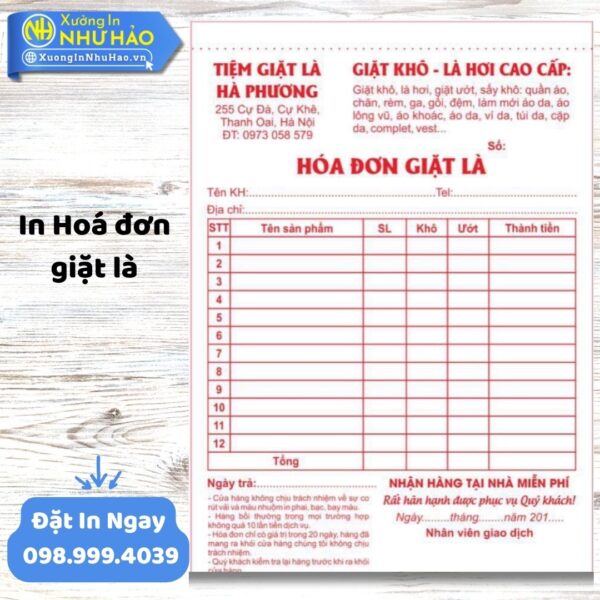 In Hoá Đơn Giặt Là Theo Yêu Cầu: Giá Rẻ, Chuyên Nghiệp – Đặt In Hóa Đơn Bán Lẻ Ngay