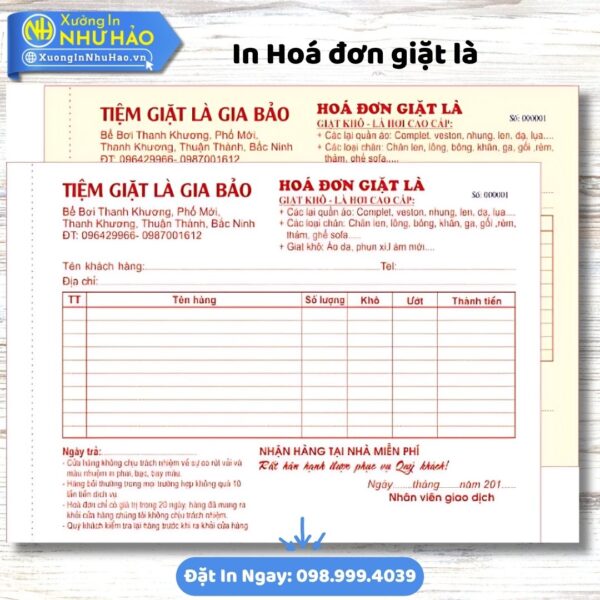 In Hoá Đơn Giặt Là Theo Yêu Cầu: Giá Rẻ, Chuyên Nghiệp – Đặt In Hóa Đơn Bán Lẻ Ngay