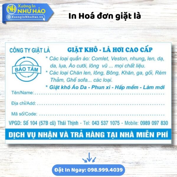 In Hoá Đơn Giặt Là Theo Yêu Cầu: Giá Rẻ, Chuyên Nghiệp – Đặt In Hóa Đơn Bán Lẻ Ngay