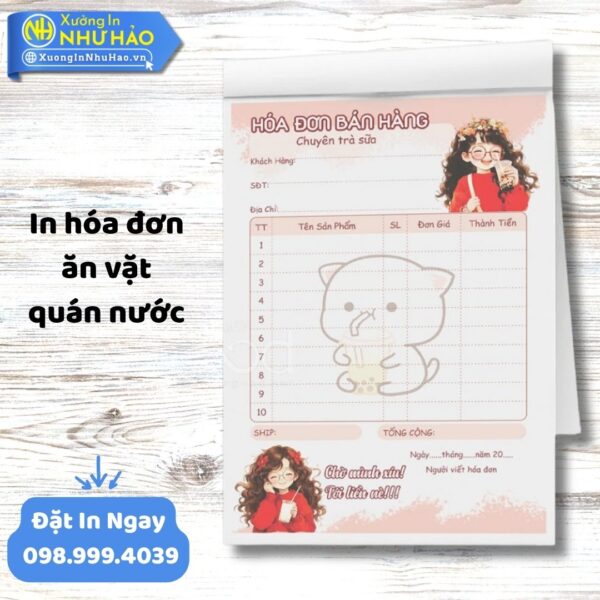 In Hóa Đơn Ăn Vặt - Quán Nước Chuyên Nghiệp, Giá Rẻ Toàn Quốc. Thiết Kế Miễn Phí, Uy Tín, Chất Lượng Cao