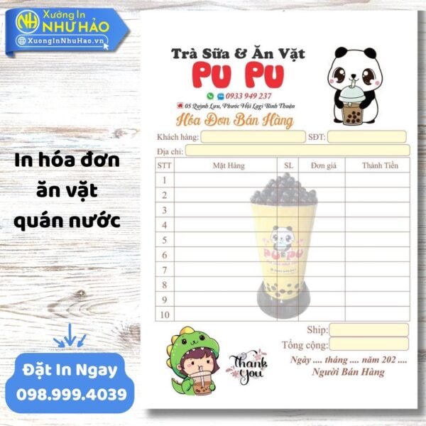 In Hóa Đơn Ăn Vặt - Quán Nước Chuyên Nghiệp, Giá Rẻ Toàn Quốc. Thiết Kế Miễn Phí, Uy Tín, Chất Lượng Cao