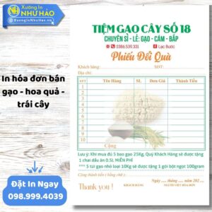 In Hóa Đơn Bán Gạo - Hoa Quả - Trái Cây: Chuyên Nghiệp Hóa Kinh Doanh Tại Xưởng In Như Hảo