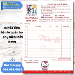 In Hóa Đơn Bán Lẻ Quần Áo Chuyên Nghiệp - Nâng Tầm Thương Hiệu Thời Trang Của Bạn Tại Xưởng Như Hảo