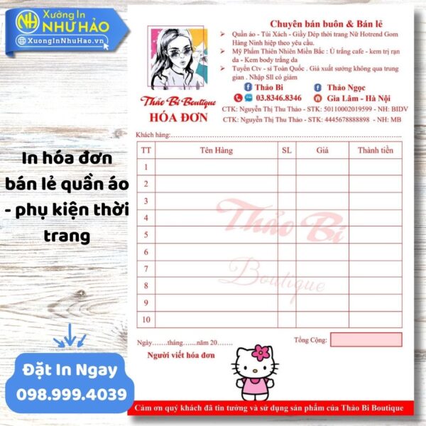 In Hóa Đơn Bán Lẻ Quần Áo Chuyên Nghiệp - Nâng Tầm Thương Hiệu Thời Trang Của Bạn Tại Xưởng Như Hảo