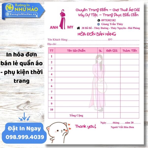 In Hóa Đơn Bán Lẻ Quần Áo Chuyên Nghiệp - Nâng Tầm Thương Hiệu Thời Trang Của Bạn Tại Xưởng Như Hảo