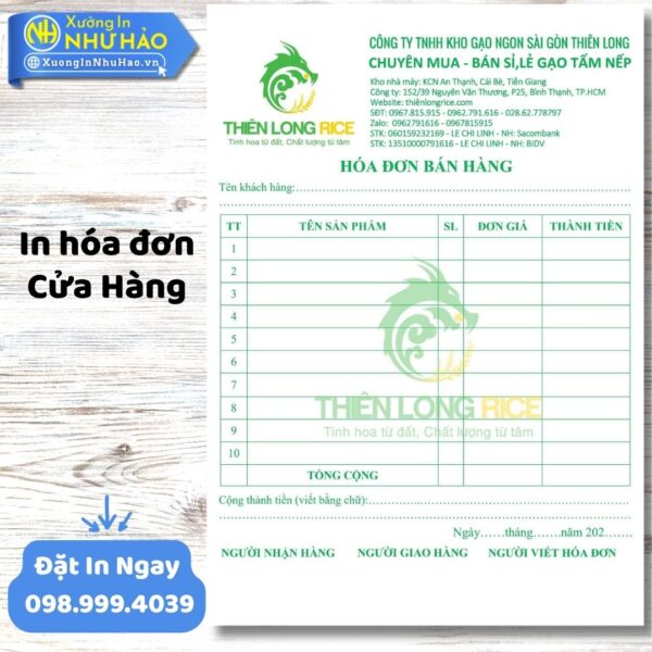 Dịch Vụ In Hóa Đơn Cửa Hàng Theo Yêu Cầu, Uy Tín, Chất Lượng Cao Tại Xưởng In Như Hảo