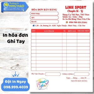 In Hóa Đơn Ghi Tay Chất Lượng Cao, Giá Tốt Tại Xưởng In Như Hảo – Uy Tín Toàn Quốc
