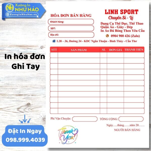 In Hóa Đơn Ghi Tay Chất Lượng Cao, Giá Tốt Tại Xưởng In Như Hảo – Uy Tín Toàn Quốc