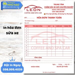In Hóa Đơn Sửa Xe Chuyên Nghiệp, Giá Tốt Tại Xưởng In Như Hảo – Hỗ Trợ Thiết Kế Miễn Phí, Giao Nhanh Toàn Quốc