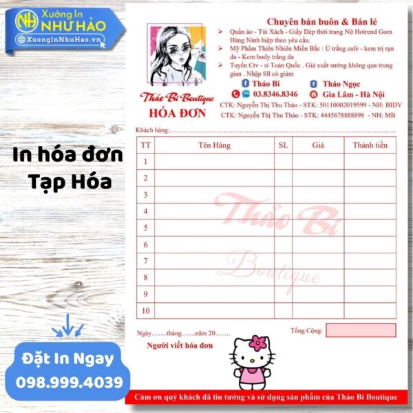 Giải Pháp In Hóa Đơn Tạp Hóa Tối Ưu Từ Như Hảo: Mẫu Mã Đa Dạng, Tùy Chỉnh Theo Yêu Cầu