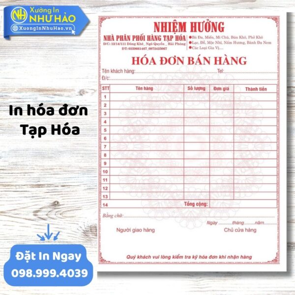 Giải Pháp In Hóa Đơn Tạp Hóa Tối Ưu Từ Như Hảo: Mẫu Mã Đa Dạng, Tùy Chỉnh Theo Yêu Cầu