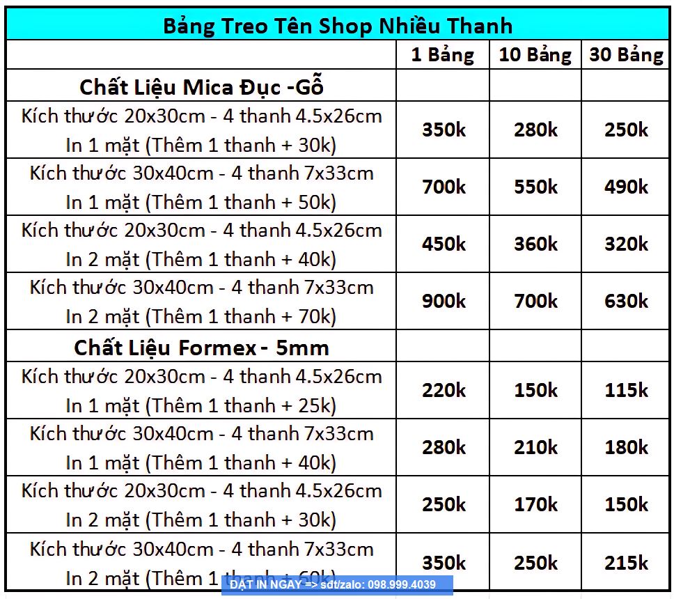 Nâng Tầm Thương Hiệu Với Biển Hiệu Treo Tên Shop Mica Cao Cấp, In UV Sắc Nét