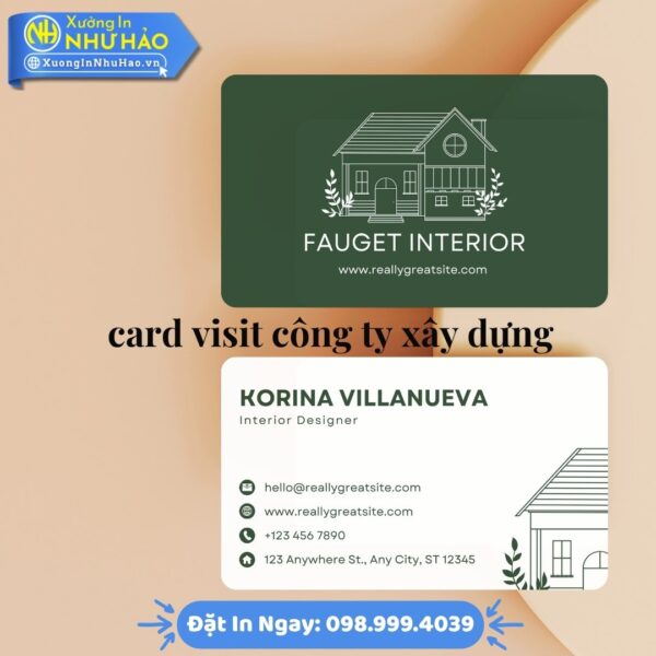 In Card Visit Công Ty Xây Dựng Chuyên Nghiệp, Uy Tín Tại Xưởng In Như Hảo – Thiết Kế Đẹp, Chất Lượng Cao