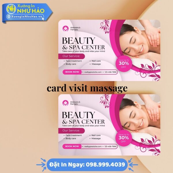 In Card Visit Massage Đẹp, Chất Lượng Cao – Giấy C300, Nhựa PVC – Xưởng In Như Hảo Uy Tín