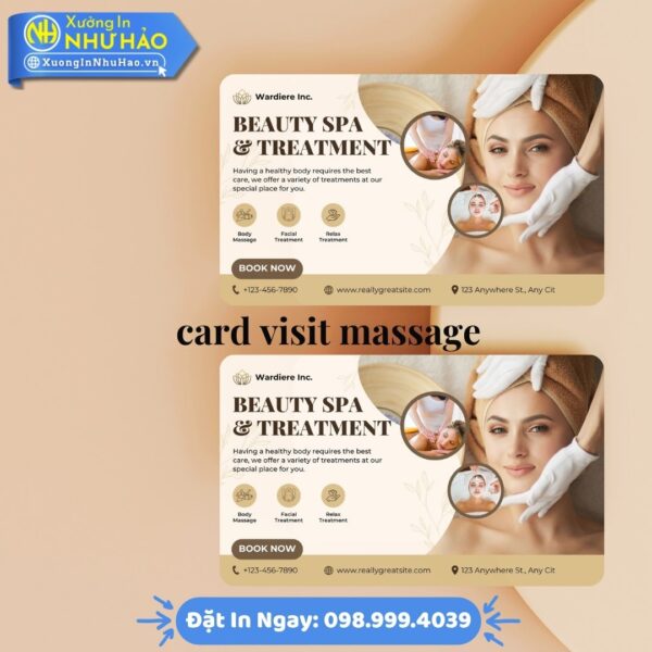 In Card Visit Massage Đẹp, Chất Lượng Cao – Giấy C300, Nhựa PVC – Xưởng In Như Hảo Uy Tín