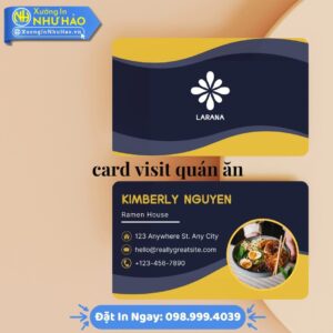Card Visit Quán Ăn Chuyên Nghiệp: Thiết Kế Đẹp, In Ấn Chất Lượng Cao tại Xưởng In Như Hảo - Khẳng Định Thương Hiệu