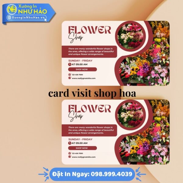 In Card Visit Shop Hoa Giá Rẻ, Uy Tín | Mẫu Mã Đa Dạng, In Offset Sắc Nét | Xưởng In Như Hảo | Hỗ Trợ Test Màu
