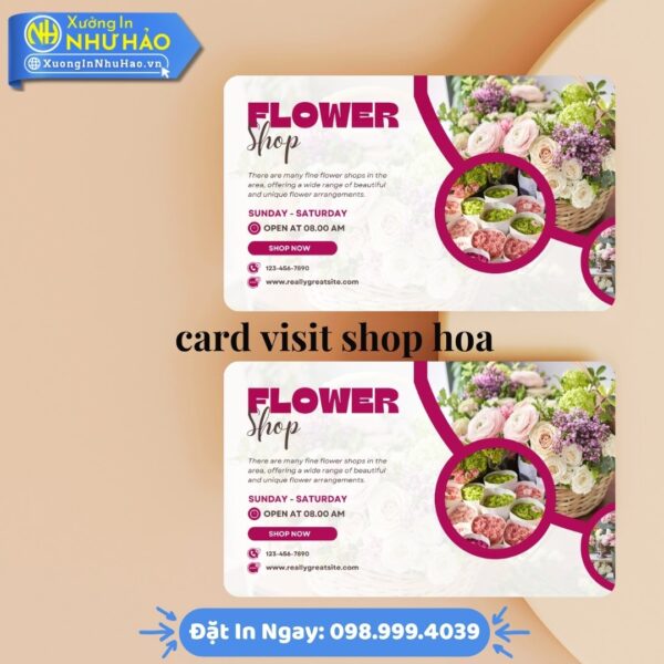In Card Visit Shop Hoa Giá Rẻ, Uy Tín | Mẫu Mã Đa Dạng, In Offset Sắc Nét | Xưởng In Như Hảo | Hỗ Trợ Test Màu