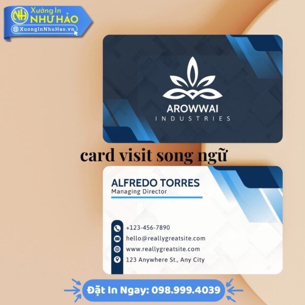 Card visit song ngữ chuyên nghiệp tại Xưởng In Như Hảo. In nhanh, chất lượng cao, thiết kế miễn phí