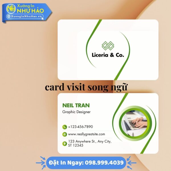 Card visit song ngữ chuyên nghiệp tại Xưởng In Như Hảo. In nhanh, chất lượng cao, thiết kế miễn phí