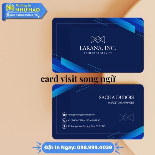 Card visit song ngữ chuyên nghiệp tại Xưởng In Như Hảo. In nhanh, chất lượng cao, thiết kế miễn phí