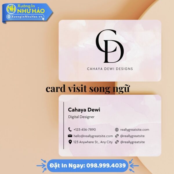 Card visit song ngữ chuyên nghiệp tại Xưởng In Như Hảo. In nhanh, chất lượng cao, thiết kế miễn phí