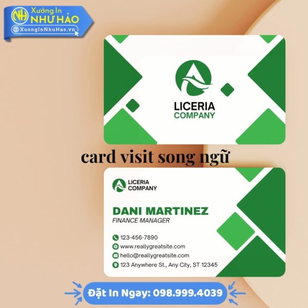 Card visit song ngữ chuyên nghiệp tại Xưởng In Như Hảo. In nhanh, chất lượng cao, thiết kế miễn phí
