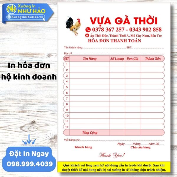 In Hóa Đơn Bán Hàng Hộ Kinh Doanh Giá Rẻ, Uy Tín Toàn Quốc | Xưởng In Như Hảo – Thiết Kế Miễn Phí