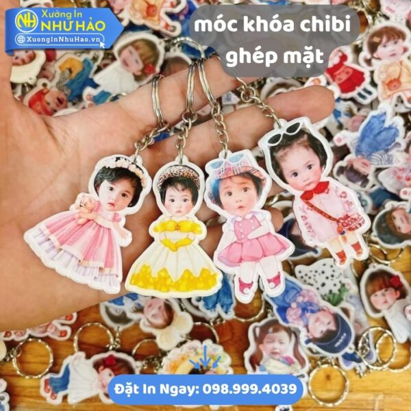Móc Khóa Chibi Ghép Mặt Theo Yêu Cầu: In Ảnh Sắc Nét, Bền Đẹp, Giá Rẻ Tại Xưởng Như Hảo