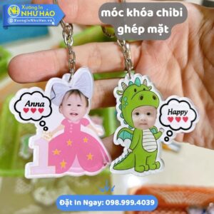 Móc Khóa Chibi Ghép Mặt Theo Yêu Cầu: In Ảnh Sắc Nét, Bền Đẹp, Giá Rẻ Tại Xưởng Như Hảo