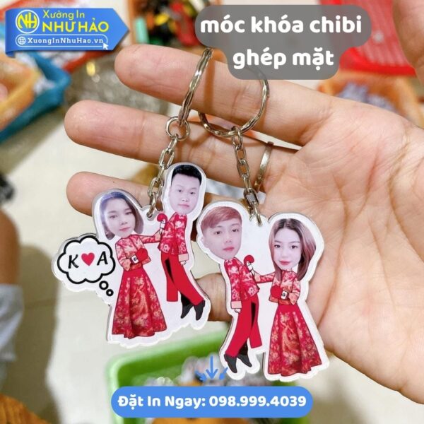 Móc Khóa Chibi Ghép Mặt Theo Yêu Cầu: In Ảnh Sắc Nét, Bền Đẹp, Giá Rẻ Tại Xưởng Như Hảo