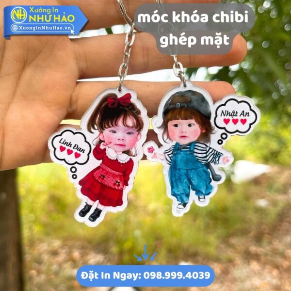 Móc Khóa Chibi Ghép Mặt Theo Yêu Cầu: In Ảnh Sắc Nét, Bền Đẹp, Giá Rẻ Tại Xưởng Như Hảo