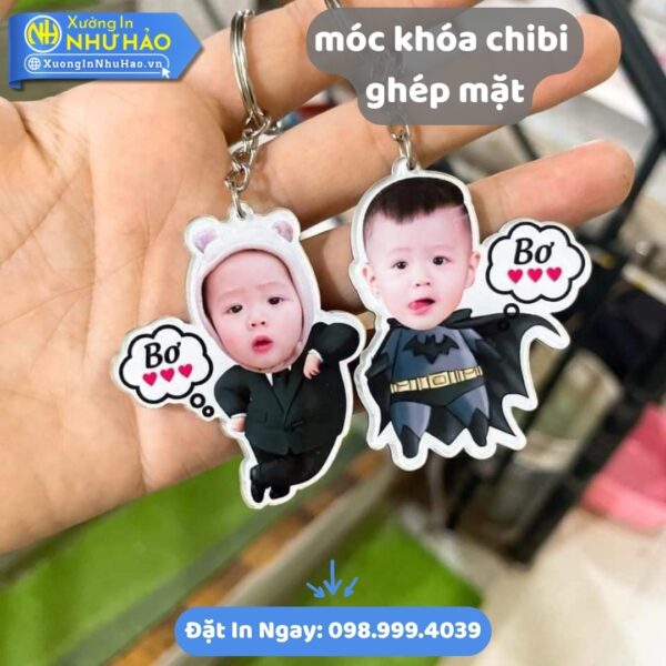 Móc Khóa Chibi Ghép Mặt Theo Yêu Cầu: In Ảnh Sắc Nét, Bền Đẹp, Giá Rẻ Tại Xưởng Như Hảo