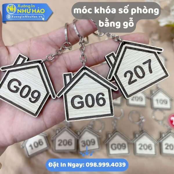 Móc Khóa Số Phòng Bằng Gỗ Theo Yêu Cầu: Đặt In Tại Xưởng Như Hảo, Chất Lượng Cao, Giá Ưu Đãi