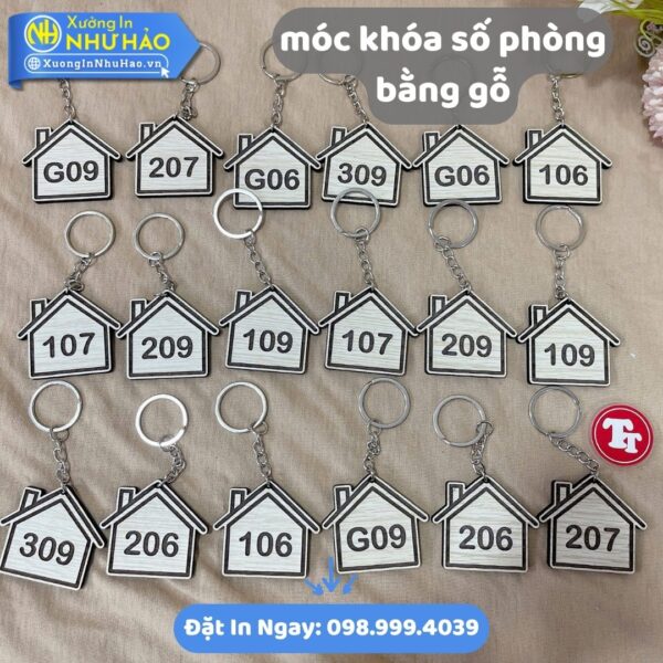 Móc Khóa Số Phòng Bằng Gỗ Theo Yêu Cầu: Đặt In Tại Xưởng Như Hảo, Chất Lượng Cao, Giá Ưu Đãi
