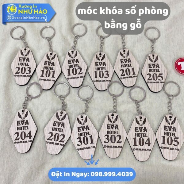 Móc Khóa Số Phòng Bằng Gỗ Theo Yêu Cầu: Đặt In Tại Xưởng Như Hảo, Chất Lượng Cao, Giá Ưu Đãi