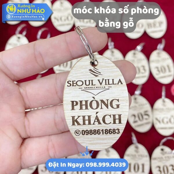 Móc Khóa Số Phòng Bằng Gỗ Theo Yêu Cầu: Đặt In Tại Xưởng Như Hảo, Chất Lượng Cao, Giá Ưu Đãi